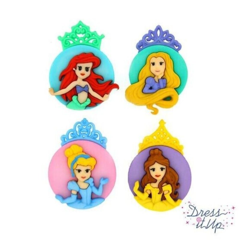 The Princesses ~ Disney License Button Embellishments ~ Dress It Up /Jesse James